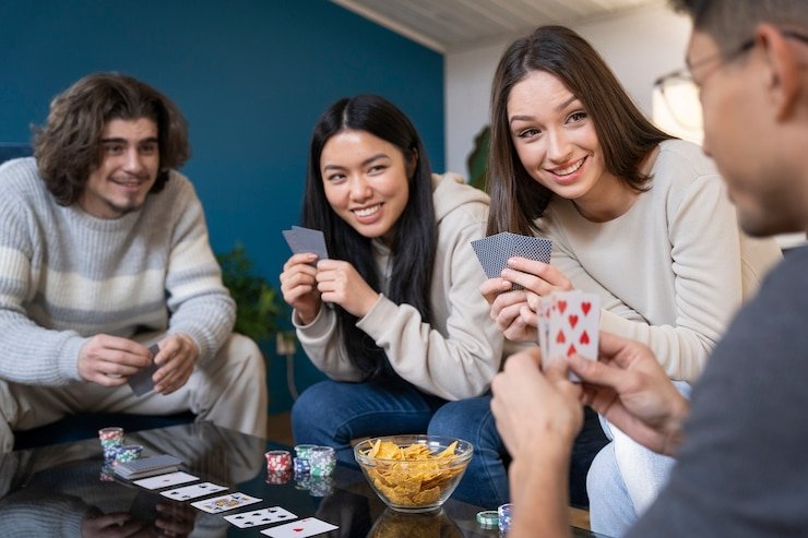 Multi-camera live-dealer studio showing blackjack table with dealer and betting interface